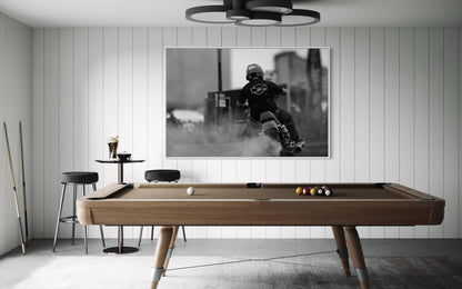 How You Doin! Motorcycle Burnout - Black and White Fine Art Print  - Smoking Tire - Cafe Racer, Biker Decor, Man Cave, Garage Vibes