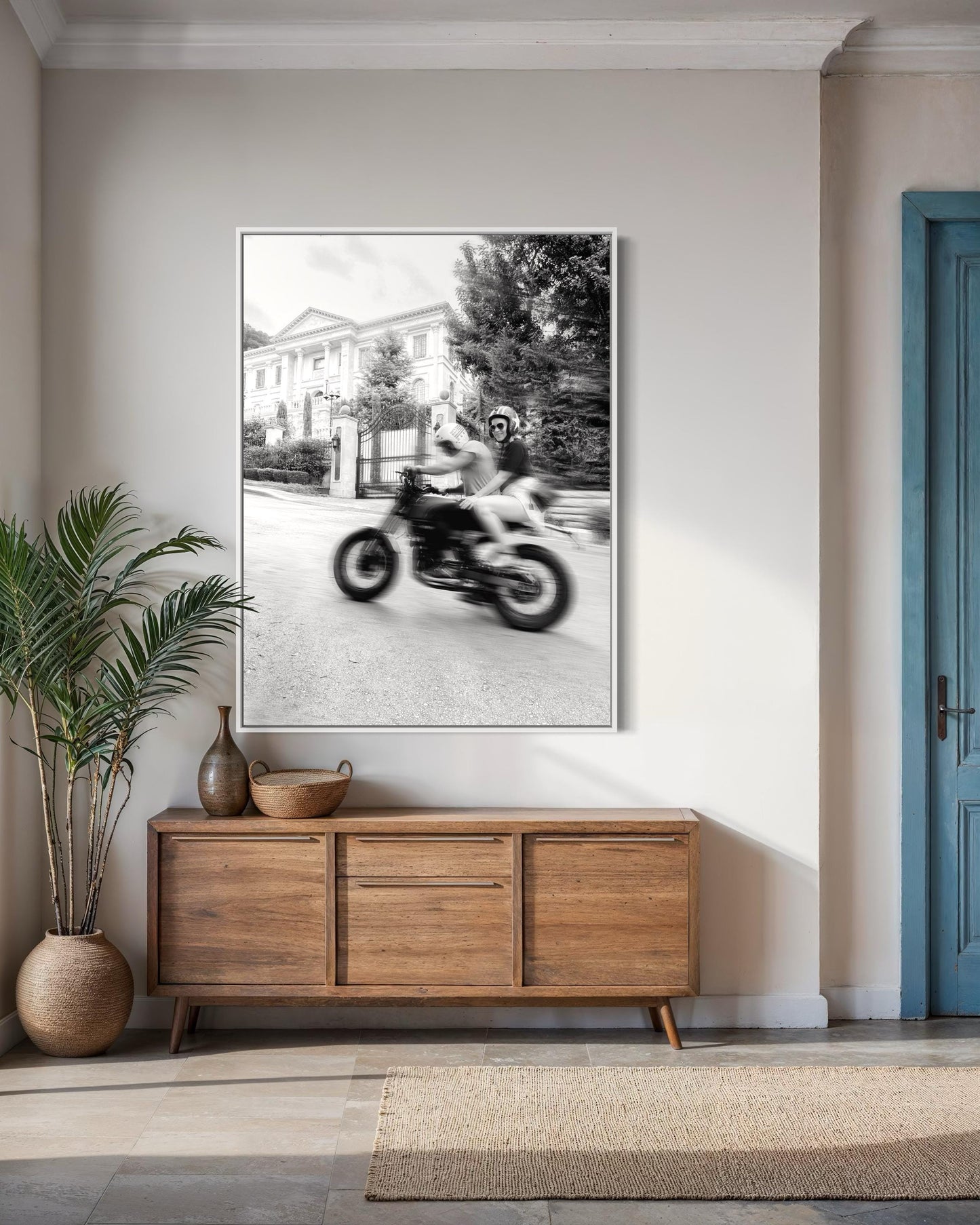 Escape Plan - Motorcycle Couple Ride Wall Art - Black and White Motorcycle Fine Art Print - Cafe Racer, Biker Decor, Man Cave, Garage Vibes
