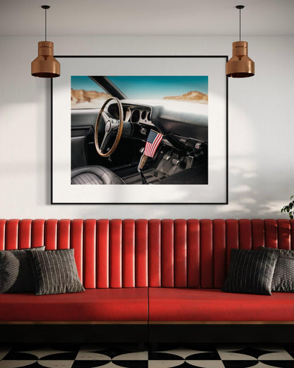 1970 Dodge Challenger Interior Wall Art | American Flag | Patriot Muscle Car Photography | Americana Decor | 4th of July Americana Decor