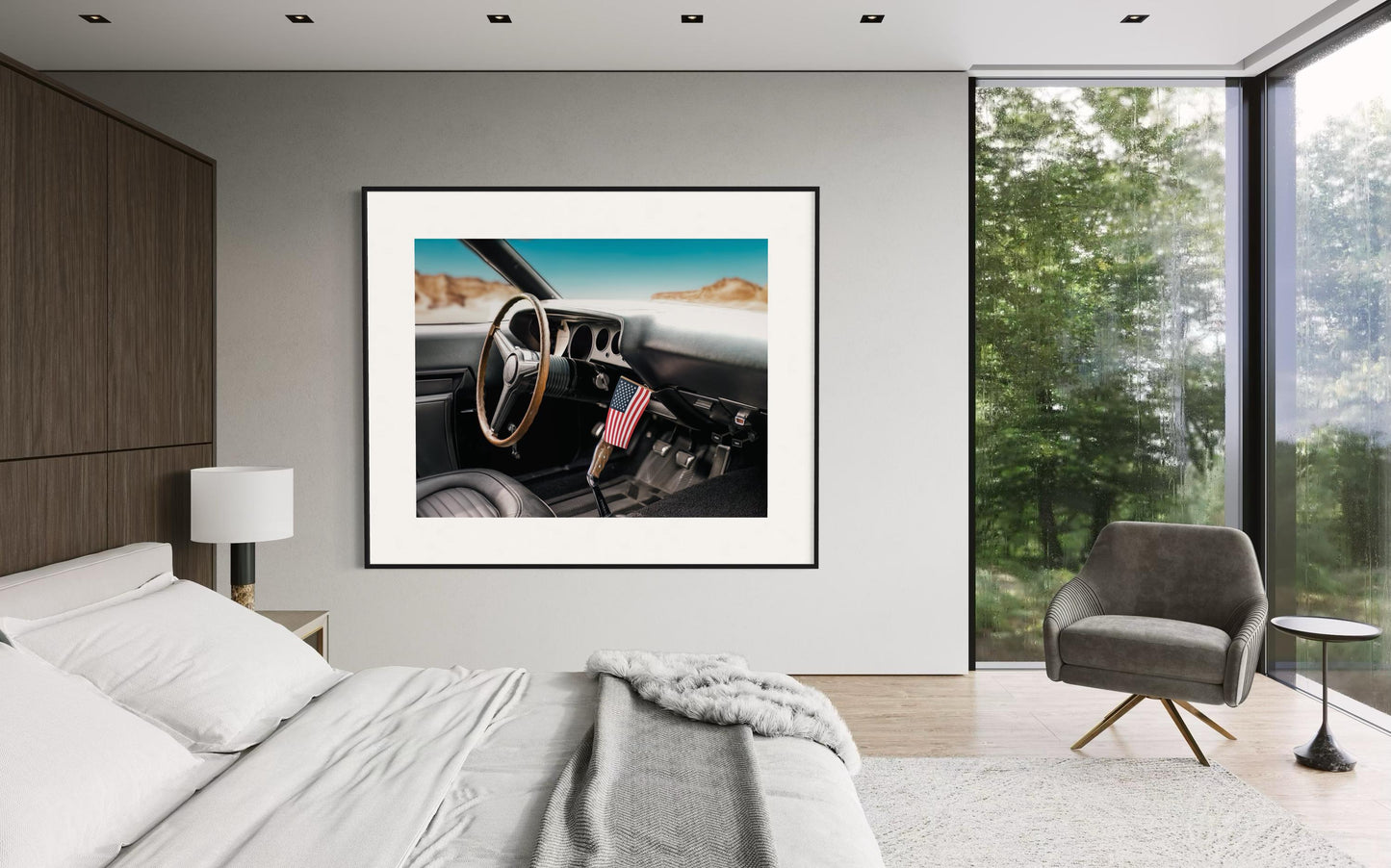 1970 Dodge Challenger Interior Wall Art | American Flag | Patriot Muscle Car Photography | Americana Decor | 4th of July Americana Decor