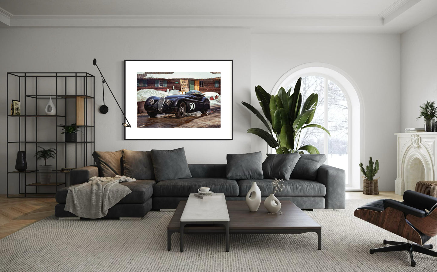 Fine Art Print - End Speed Zone  Vintage Jaguar XK120 #50 by ROB IDA - The Black Cat | Classic Racing Fine Art Print