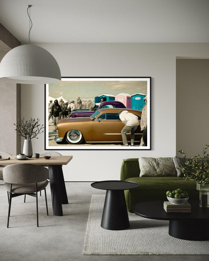 Fine Art 1950 Ford Kustom Coupe Print  Gold Pink Car Photography Print | Hot Rod Wall Art, Classic Car Decor, Beach Auto Show Poster