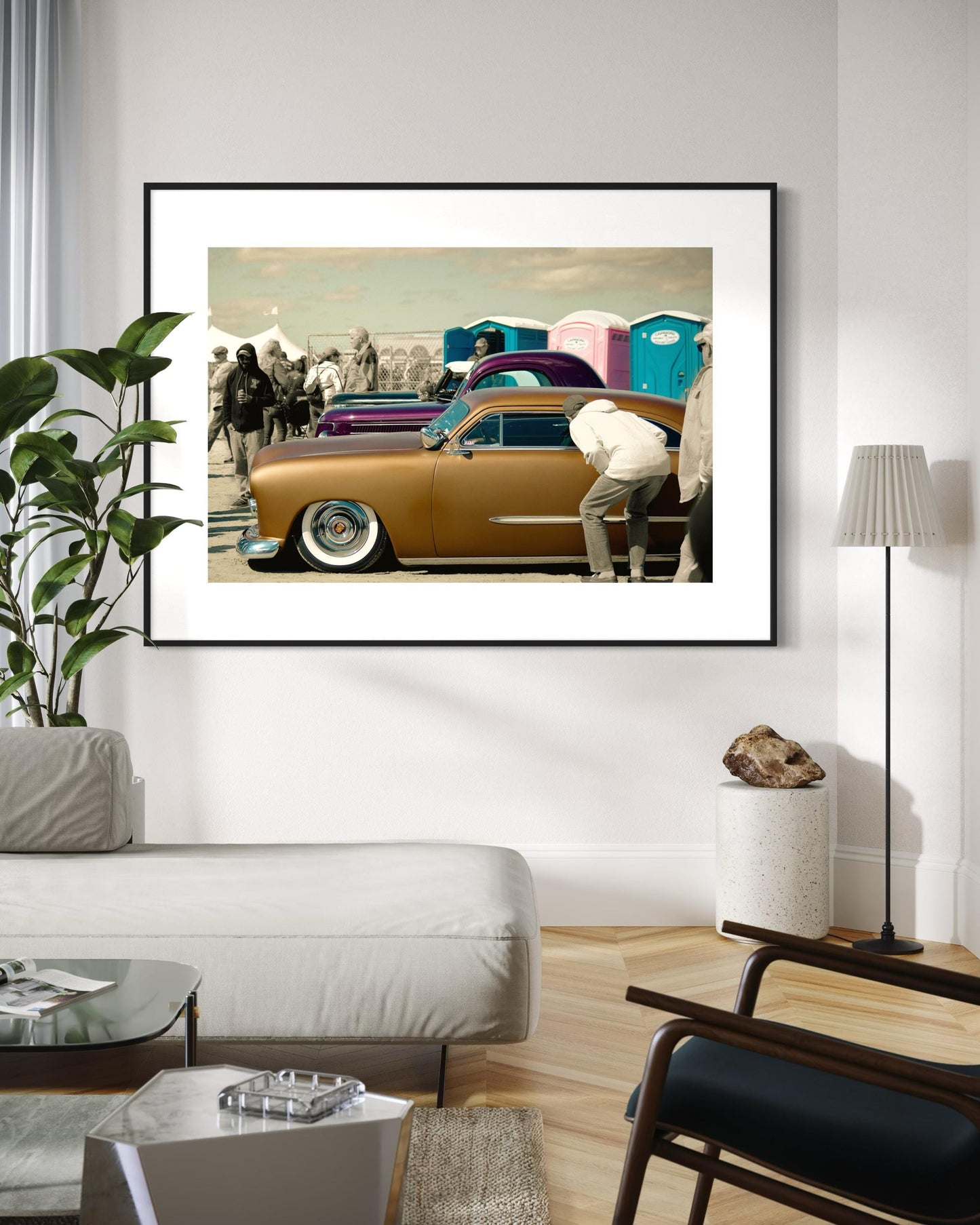 Fine Art 1950 Ford Kustom Coupe Print  Gold Pink Car Photography Print | Hot Rod Wall Art, Classic Car Decor, Beach Auto Show Poster
