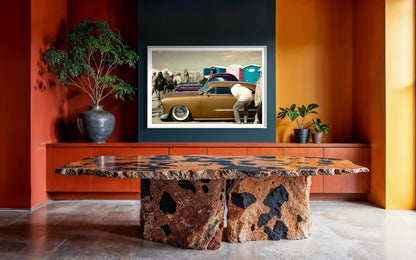 Fine Art 1950 Ford Kustom Coupe Print  Gold Pink Car Photography Print | Hot Rod Wall Art, Classic Car Decor, Beach Auto Show Poster