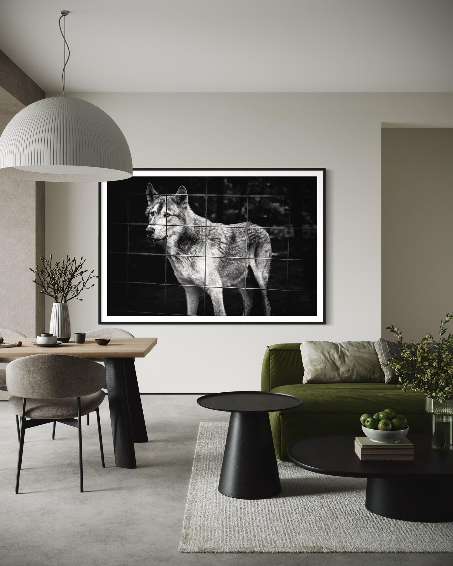 Fine Art Monochrome Wolf Photography Print | Black and White Wildlife Wall Art, Emotional Wolf Portrait, Rustic, Office, Masculine Decor