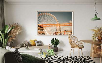 Fine Art Print - Ferris Wheel Wall Art, Amusement Park Photography, Rollercoaster Yellow Decor, art deco and bar room decor ideas