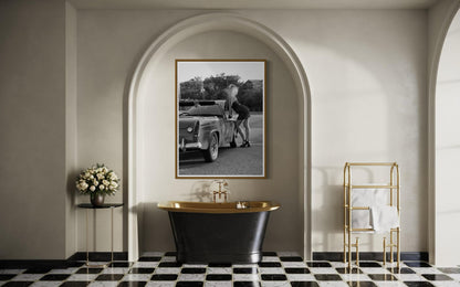 Fine Art Classic Car MG Midget Wall Art  Black & White Photography Print, Pin up Girl Decor, Home Accent Gift, gift for her, gift for him
