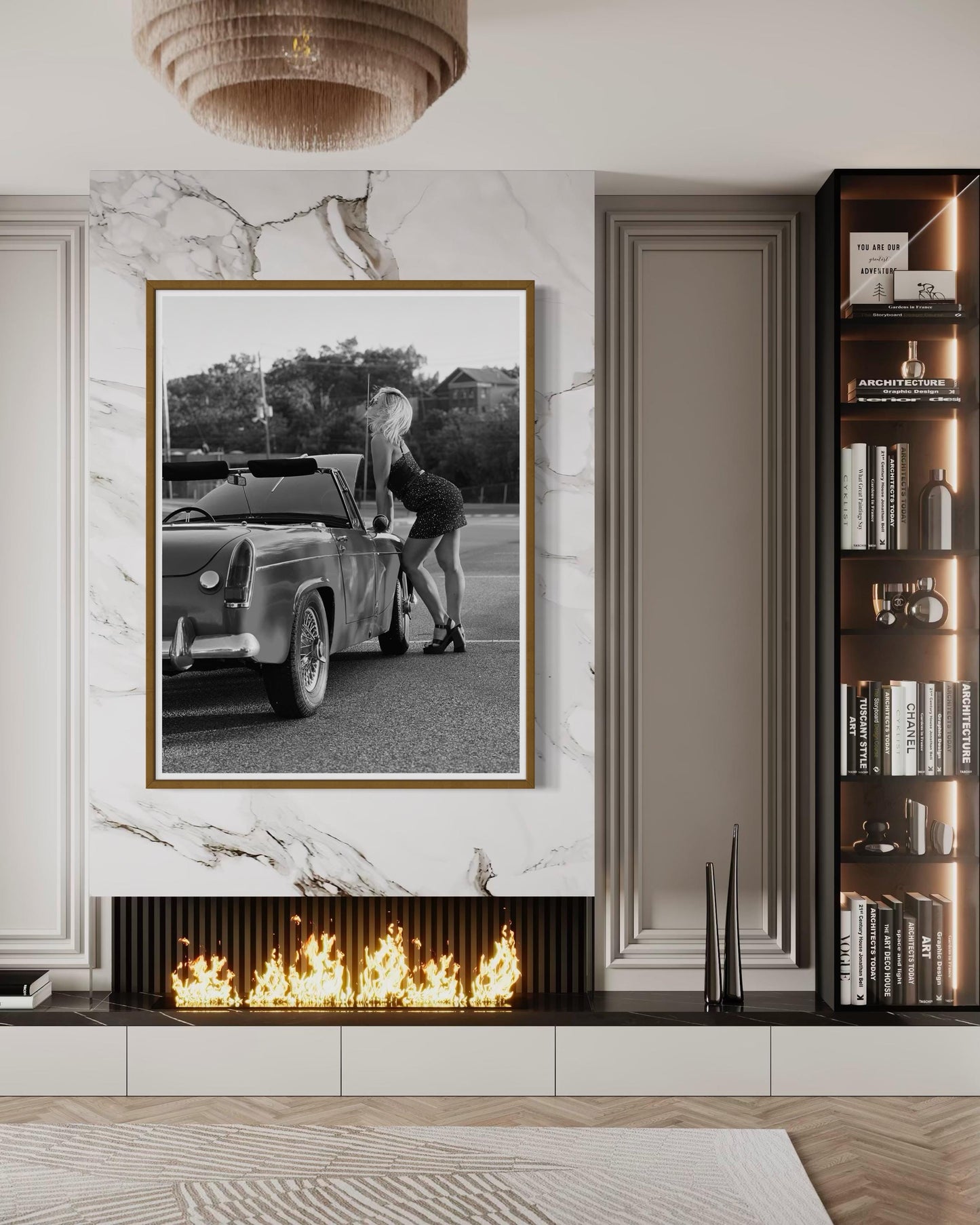 Fine Art Classic Car MG Midget Wall Art  Black & White Photography Print, Pin up Girl Decor, Home Accent Gift, gift for her, gift for him