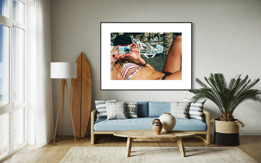 Fine Art Print - Travel Ocean Palm Tree Greek Coast Summer Wall Art - Camera Selfie Bikini Beach House Wall Art Print Home Decor, Gift