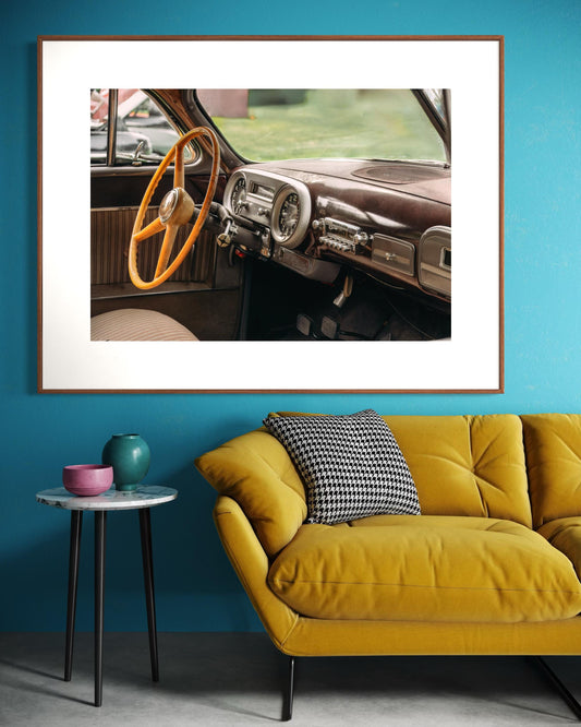 1951 Hudson Hornet Interior Wall Art | Vintage Dashboard Fine Art Print | Americana Garage Poster Decor | Classic truck and Car Decor Ideas