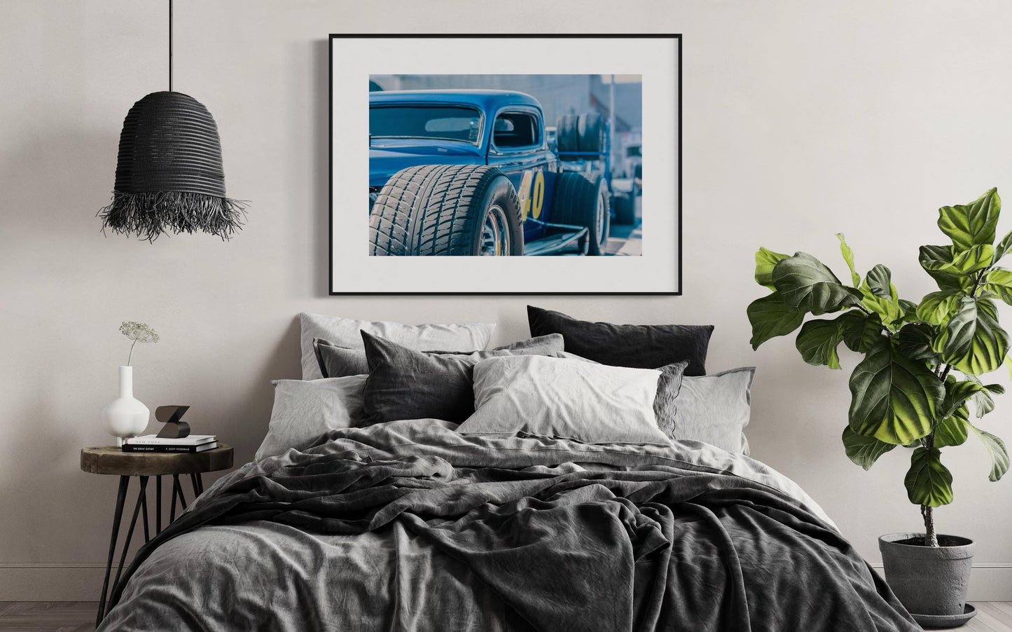Fine Art Hoozier Wheels Hot Rod Photography Print  Blue Drag Racing Car Wall Art  Classic Muscle Car Garage Decor for man Cave, bar Poster
