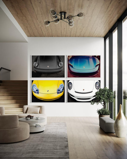 Fine Art print - Yellow Porsche 911 Front-End Wall Art Print  Automotive Decor for Car Collectors, Garage office, man cave, modern, gift