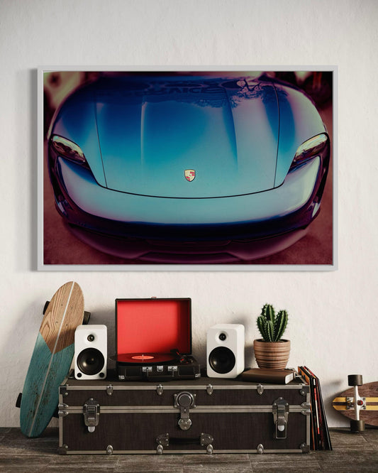 Teal Porsche Taycan Wall Art - Vibrant 911 Poster Print | Luxury Sports Car Auto Decor for Porsche Enthusiasts | Gift for Him |Garage Decor