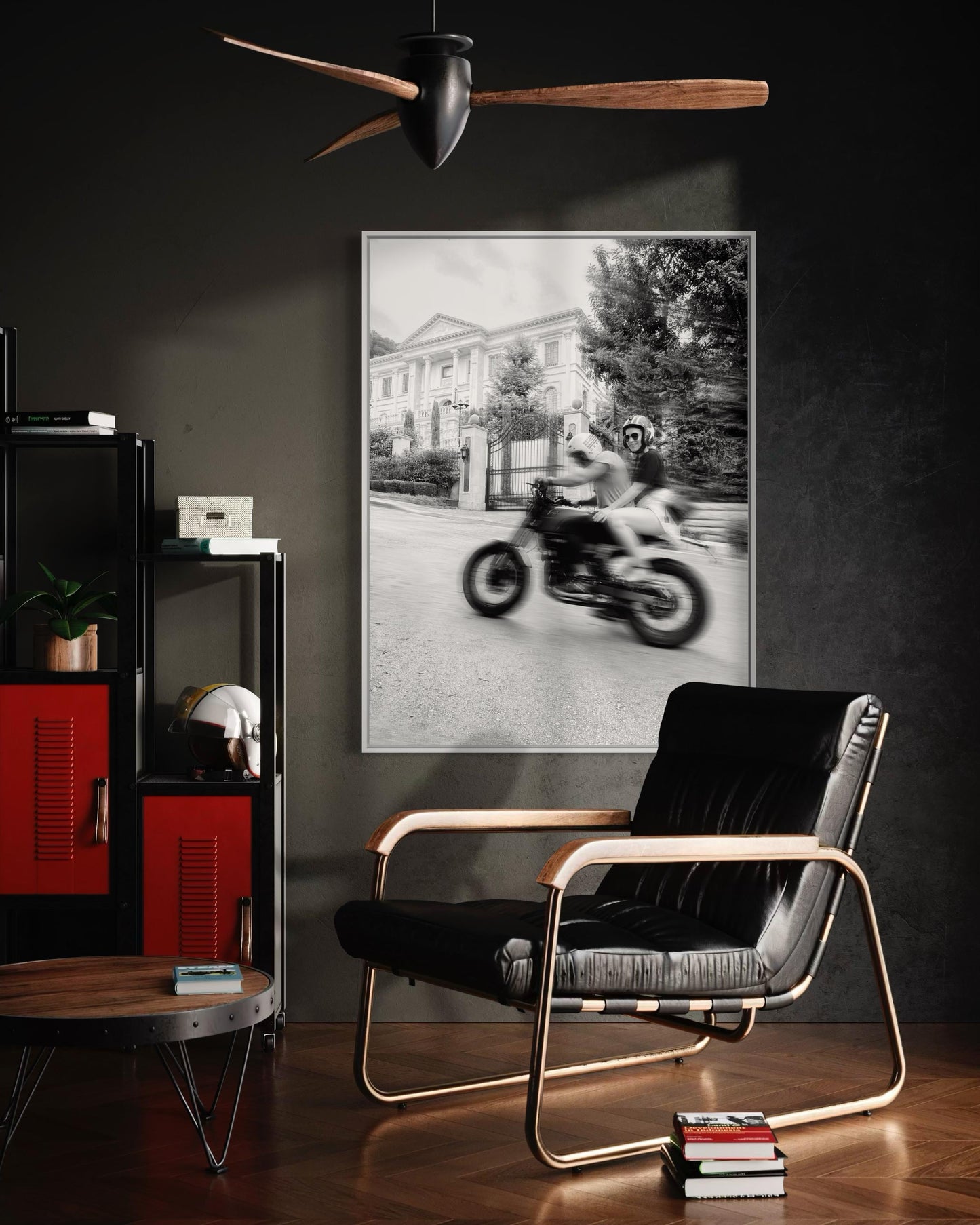 Escape Plan - Motorcycle Couple Ride Wall Art - Black and White Motorcycle Fine Art Print - Cafe Racer, Biker Decor, Man Cave, Garage Vibes