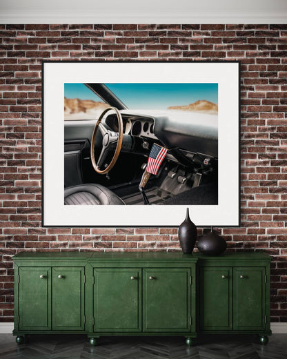 1970 Dodge Challenger Interior Wall Art | American Flag | Patriot Muscle Car Photography | Americana Decor | 4th of July Americana Decor