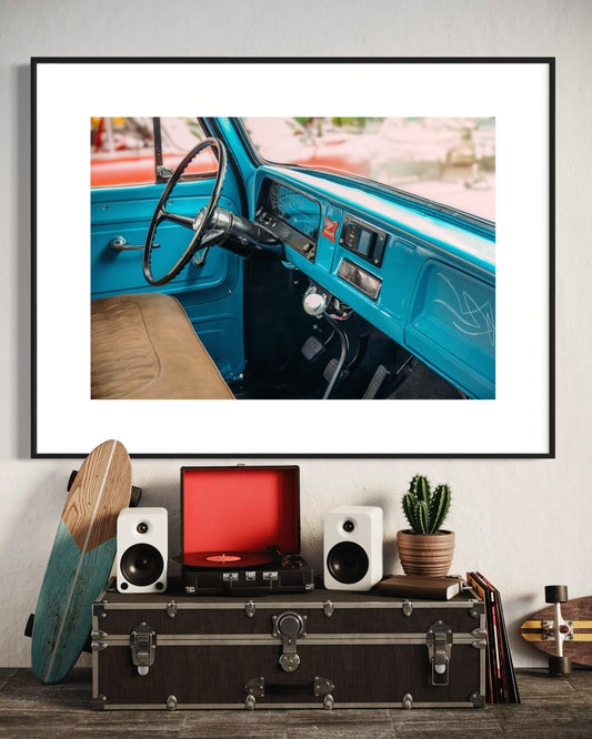 Vintage Chevy C10 Truck Interior Wall Art | Americana Garage Poster Decor | Classic truck and Car Decor Print Ideas