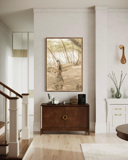 Surfer Girl Lifestyle Beach House Wall Art -Photography Art Print for Home Wall Decor -Modern Landscape Beach Wall Art for Living Room Decor