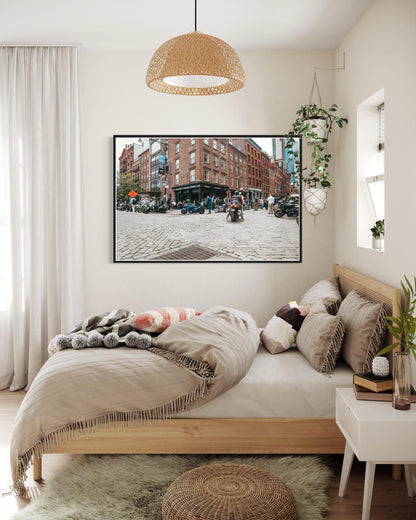 Fine Art Print - Whiskey Bourbon Rye - Wall Street Soho Motorcycle Bar Scene | New York City by Gil Stunner,  Coffee Shop, Garage, Bar Decor