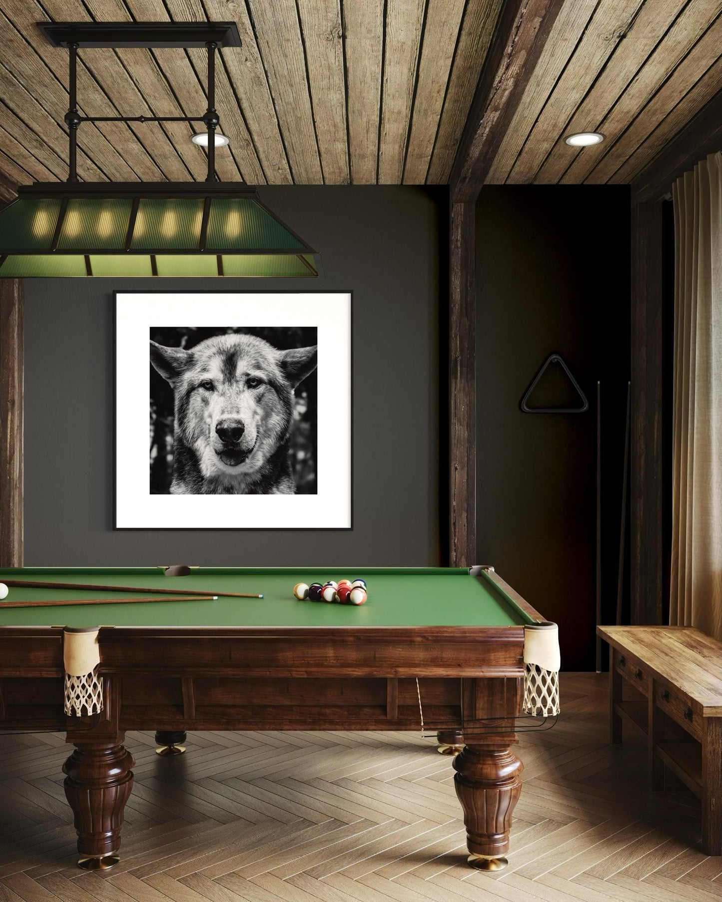 Fine Art Print - Monochrome Wolf Portrait | Bold Statement Wall Art |  Office, Bar, Rustic Lodge Decor | Masculine, Wildlife Lovers Gift