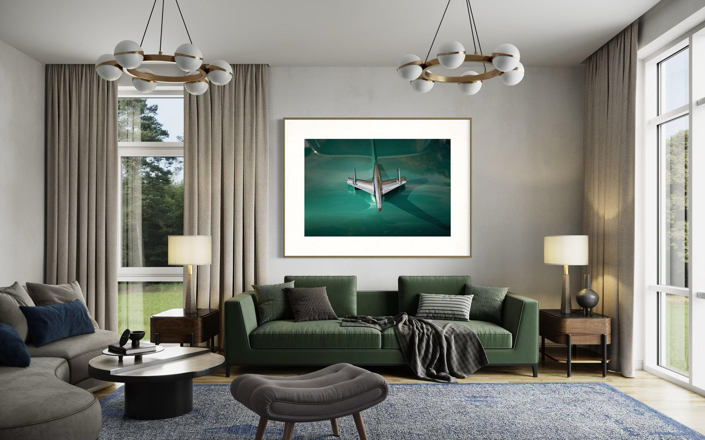 Fine Art Emerald Green 1956 Buick Airplane Hood Ornament - Classic Car Photography Print Modern Art Deco Poster Photo for housewarming gift