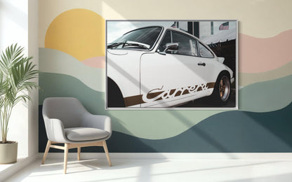 Fine Art Print - Porsche 911 Carrera, American Flag, Classic Car, Automotive Decor for Man Cave, Bar, Game Room, Office, Gifts for him