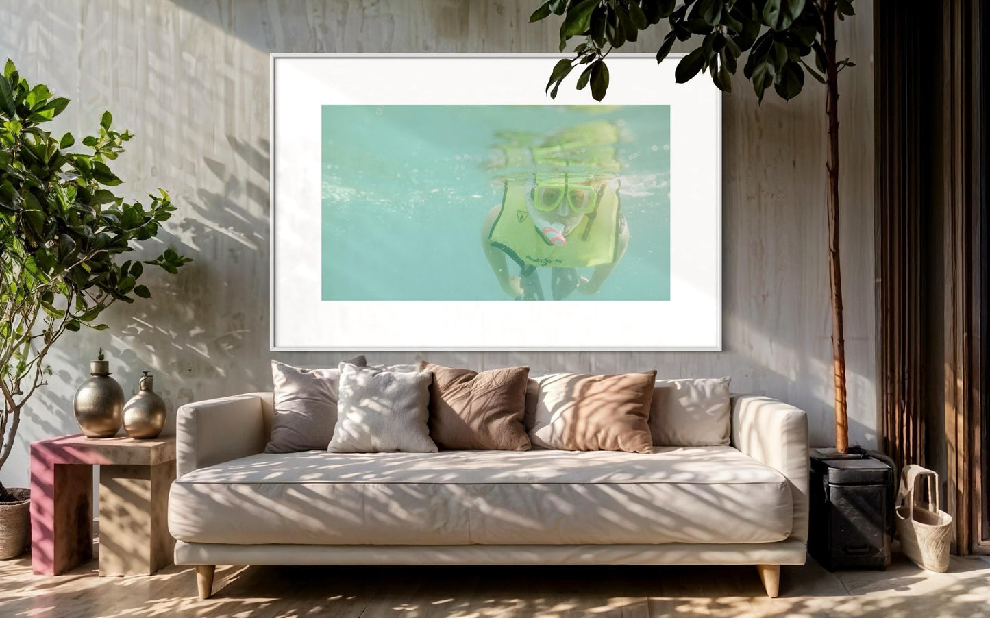 Underwater Snorkeling Wall Art  Funny Ocean Photography Print | Scuba Diver Bathroom Decor, Coastal Pool House Art, Gift for Beach Lovers
