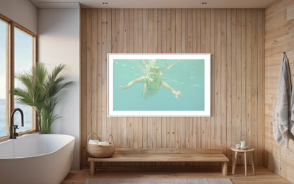 Floating Snorkeler Print  Funny Underwater Poster | Tropical Bathroom Decor, Beach House Wall Art, Housewarming Gift