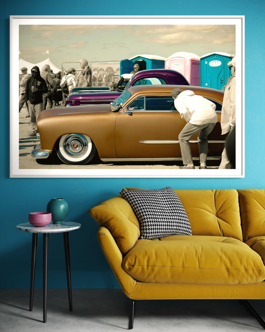 Fine Art 1950 Ford Kustom Coupe Print  Gold Pink Car Photography Print | Hot Rod Wall Art, Classic Car Decor, Beach Auto Show Poster