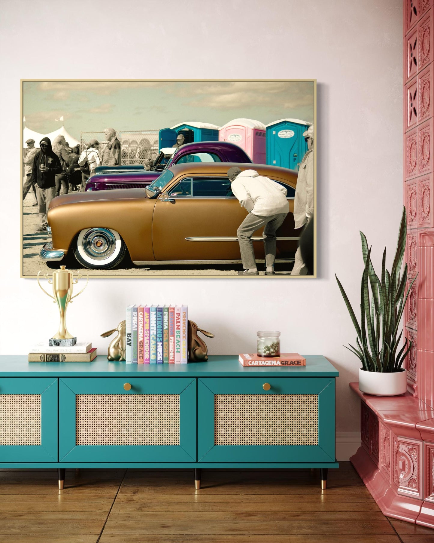 Fine Art 1950 Ford Kustom Coupe Print  Gold Pink Car Photography Print | Hot Rod Wall Art, Classic Car Decor, Beach Auto Show Poster