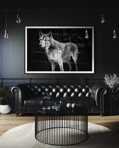 Fine Art Monochrome Wolf Photography Print | Black and White Wildlife Wall Art, Emotional Wolf Portrait, Rustic, Office, Masculine Decor
