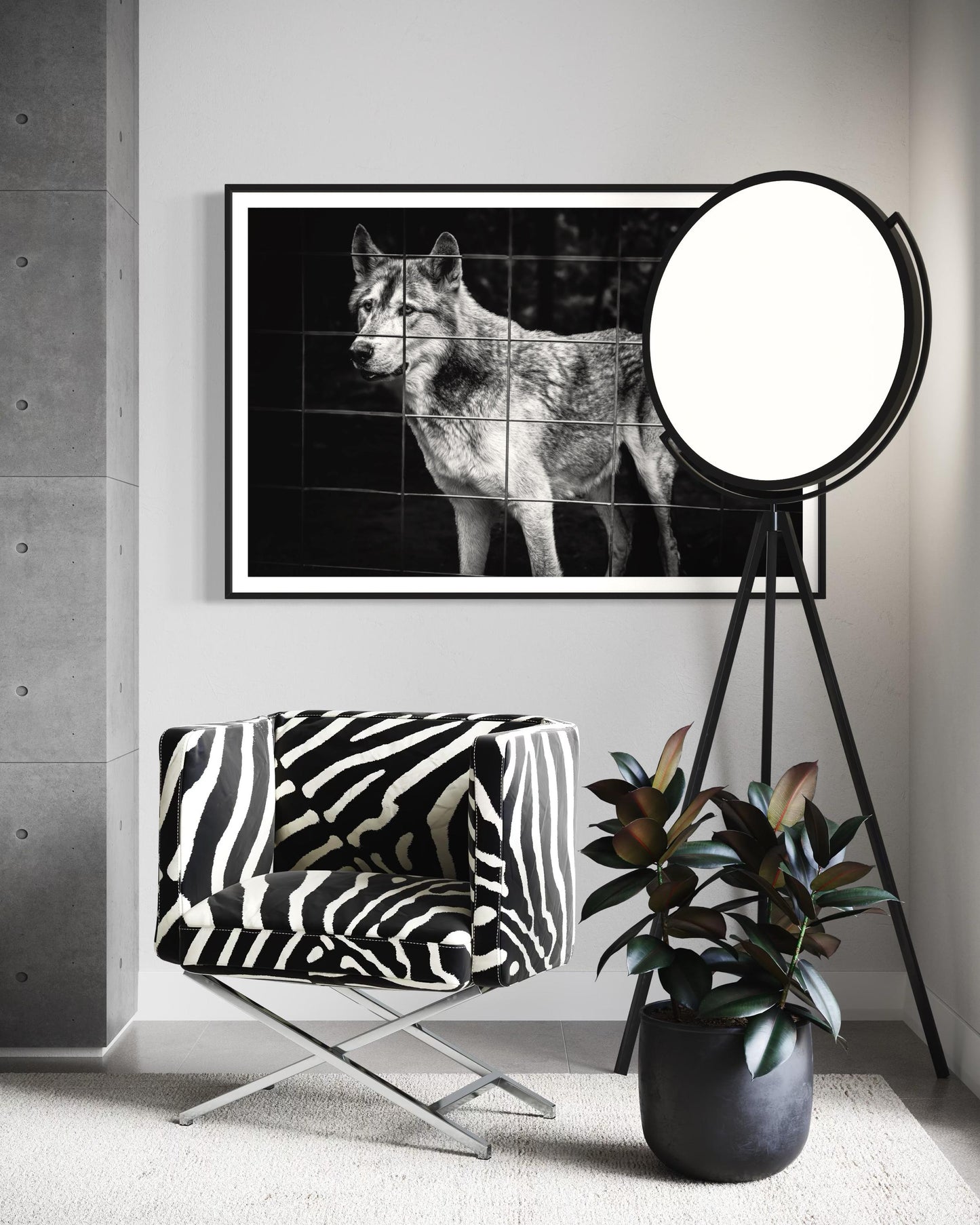 Fine Art Monochrome Wolf Photography Print | Black and White Wildlife Wall Art, Emotional Wolf Portrait, Rustic, Office, Masculine Decor