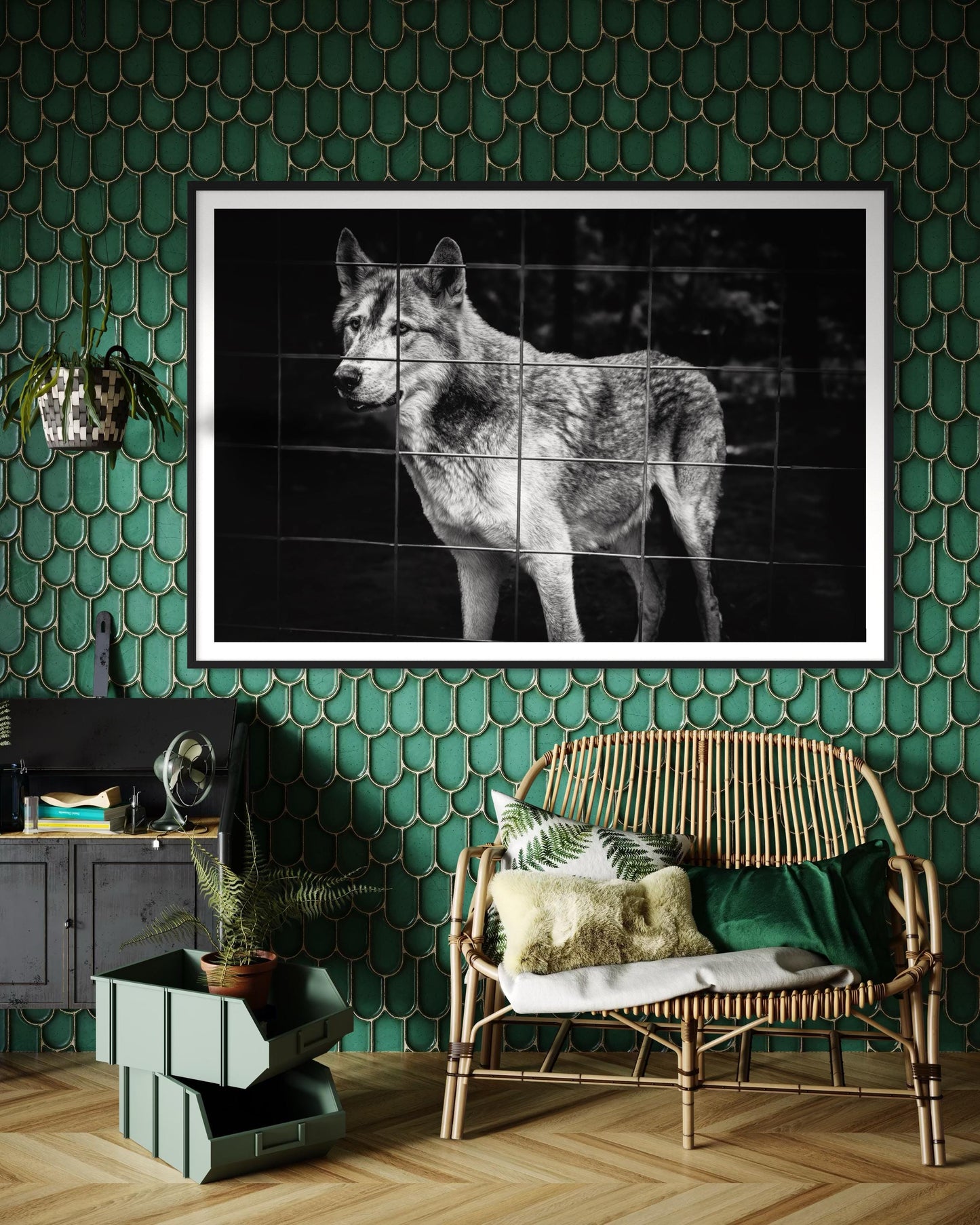 Fine Art Monochrome Wolf Photography Print | Black and White Wildlife Wall Art, Emotional Wolf Portrait, Rustic, Office, Masculine Decor