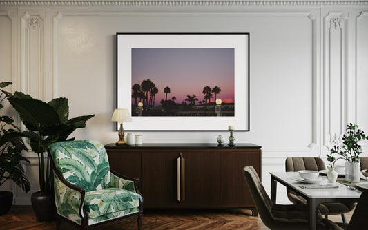 Fine Art Print - California Palm Trees Sunset Wall Art, Tropical Silhouette Print, Pink and Purple Sky Decor, Coronado, Coastal Decor
