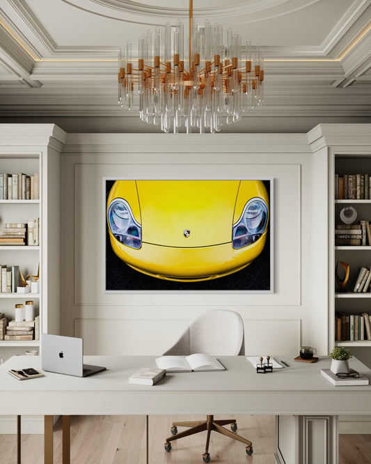 Yellow Porsche 911 Front-End Wall Art  Vintage Car Photography Print  Classic Sports Car Decor | Art Deco Decor | Modern Color Decor