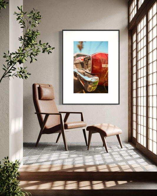 1960s Chevrolet Nova Wall Art - Red Classic Car Close-Up - Vintage Automotive Photography for Living Room, Office, or Garage Decor