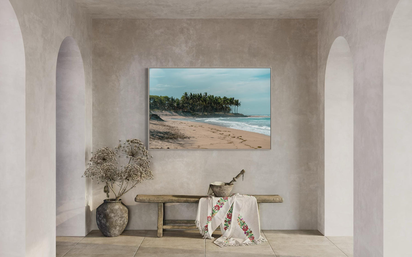 Fine Art Palm Trees Beach Print - Coastal Travel Ocean Framed Photography Costa Rica Tropical Home Wall Decor, Coastal Decor