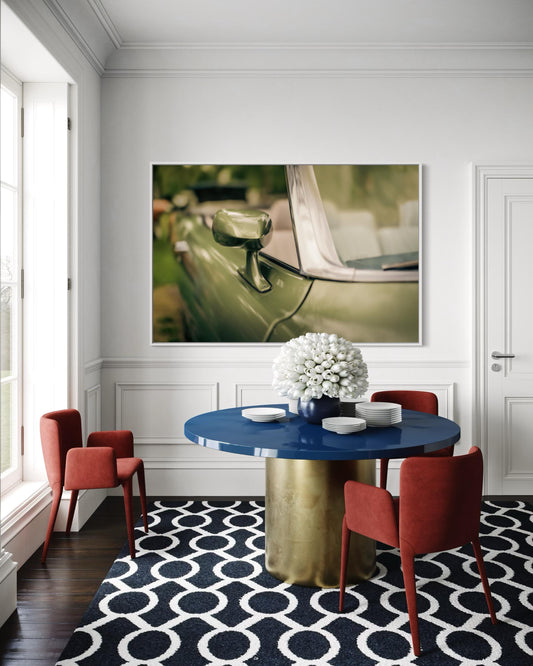 Fine Art Print - 1970s Cadillac Eldorado Mirror, Vintage American Car Wall Art, Green Classic Car Poster by Gil Stunner, Americana Decor