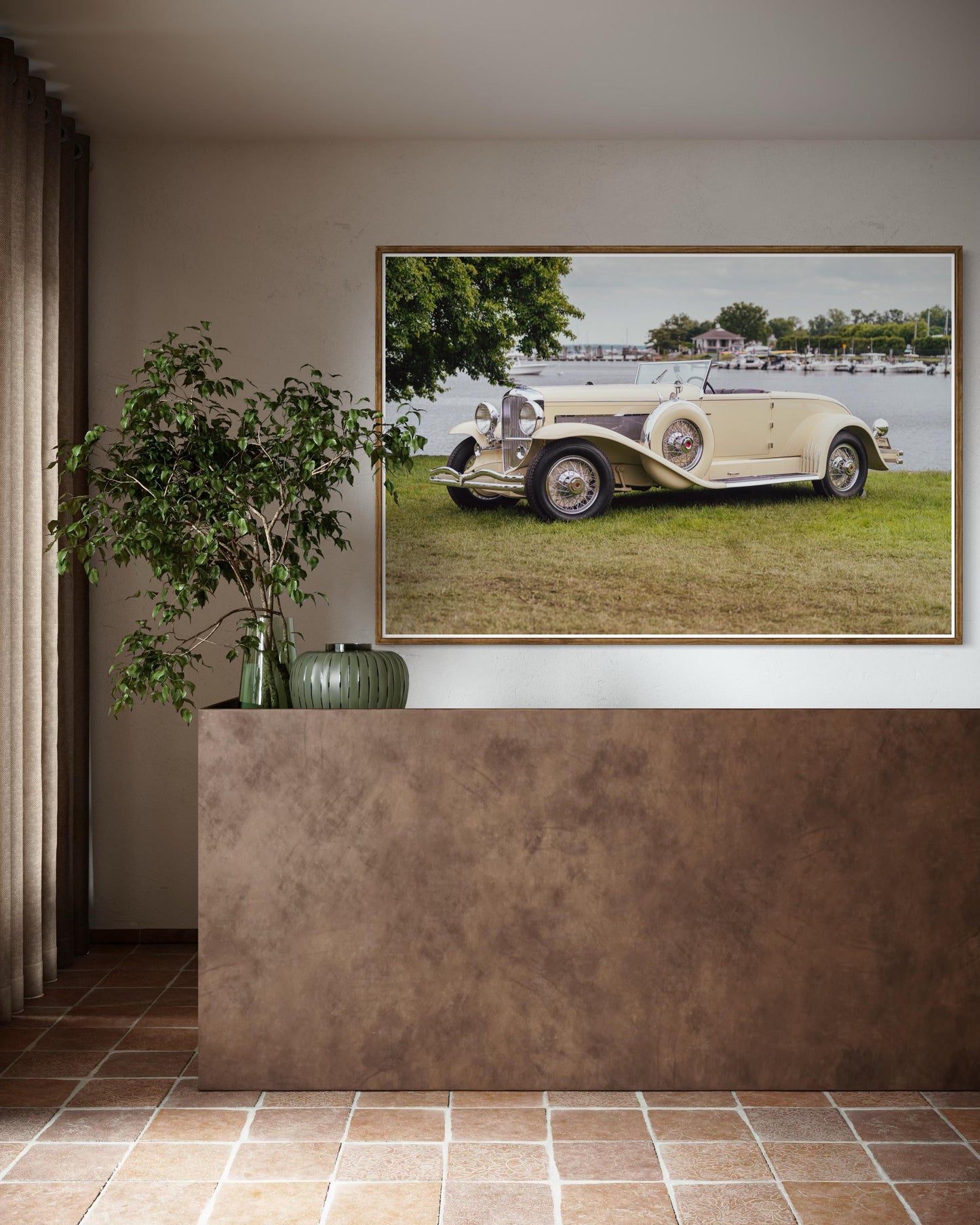 Fine Art Print -  1930s Duesenberg Model J at Greenwich Wall Art by Gil Stunner, Lakeside Rustic Decor, classic car, gift ideas, fathers day