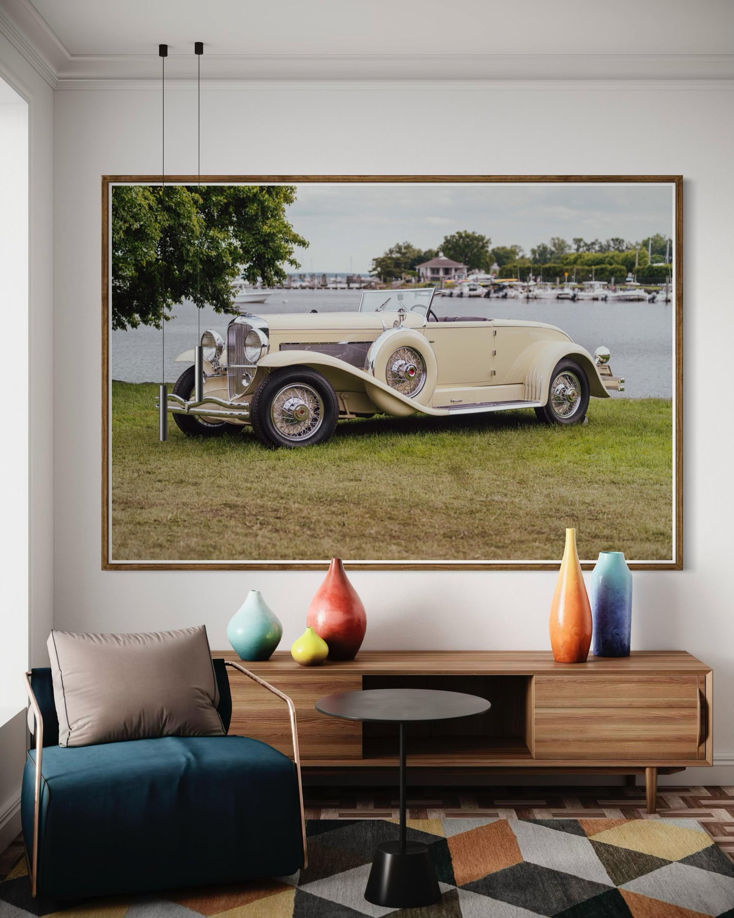 Fine Art Print -  1930s Duesenberg Model J at Greenwich Wall Art by Gil Stunner, Lakeside Rustic Decor, classic car, gift ideas, fathers day