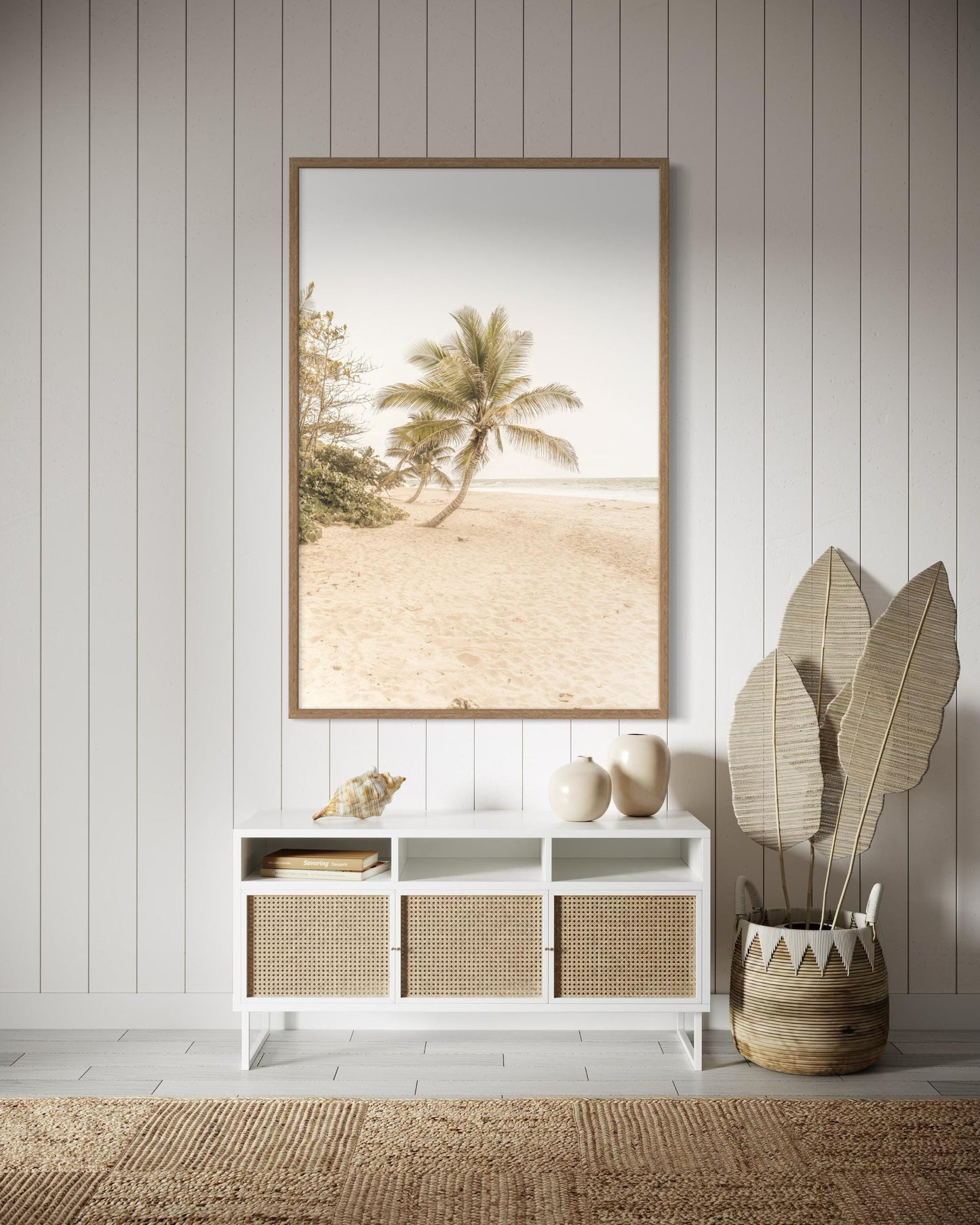 Fine Art Print - Minimalist Palm Tree Beach Wall Art | Coastal Photography by Gil Stunner | Tropical Neutral Decor for Bedroom, Bathroom