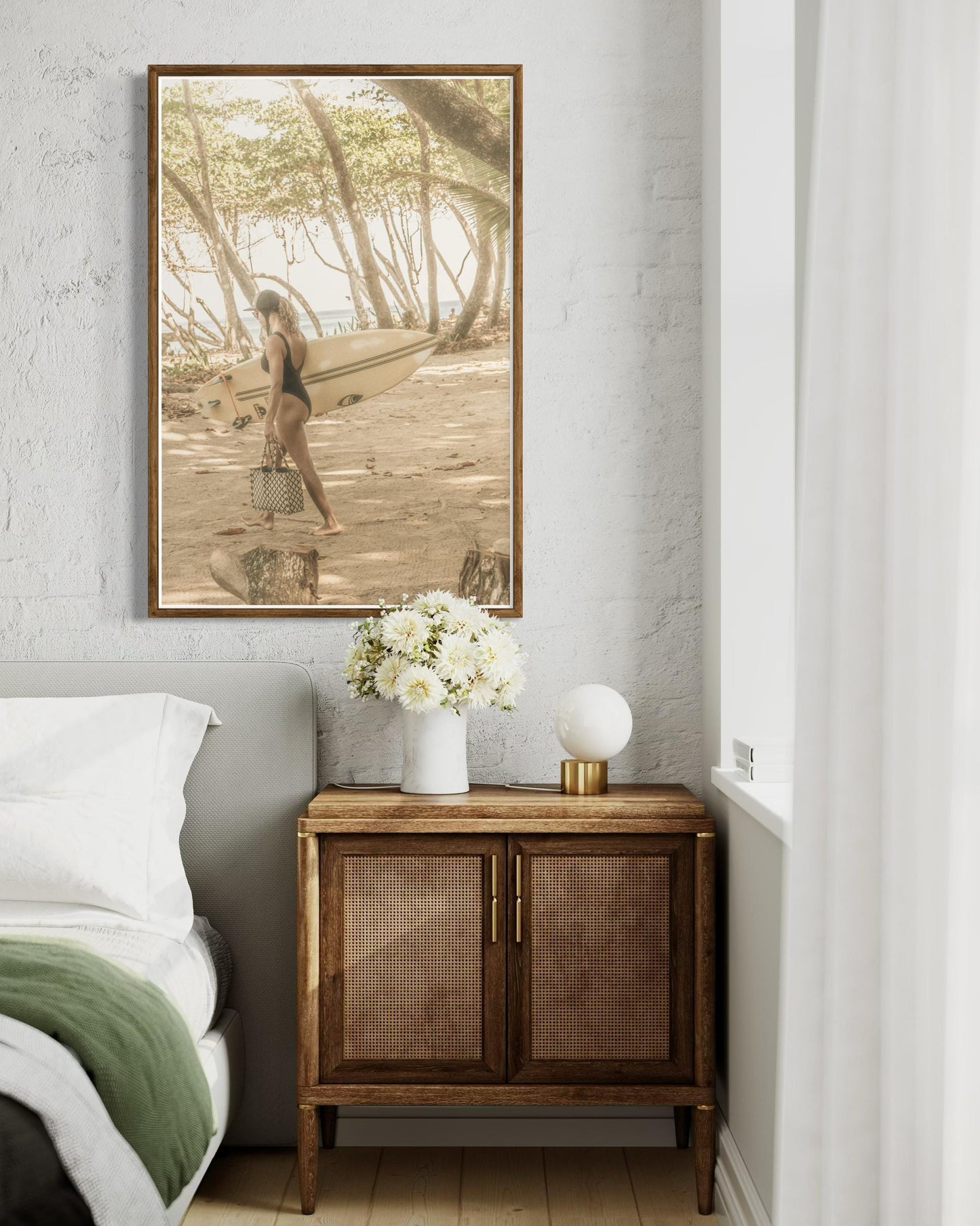 Surfer Girl Lifestyle Beach House Wall Art -Photography Art Print for Home Wall Decor -Modern Landscape Beach Wall Art for Living Room Decor