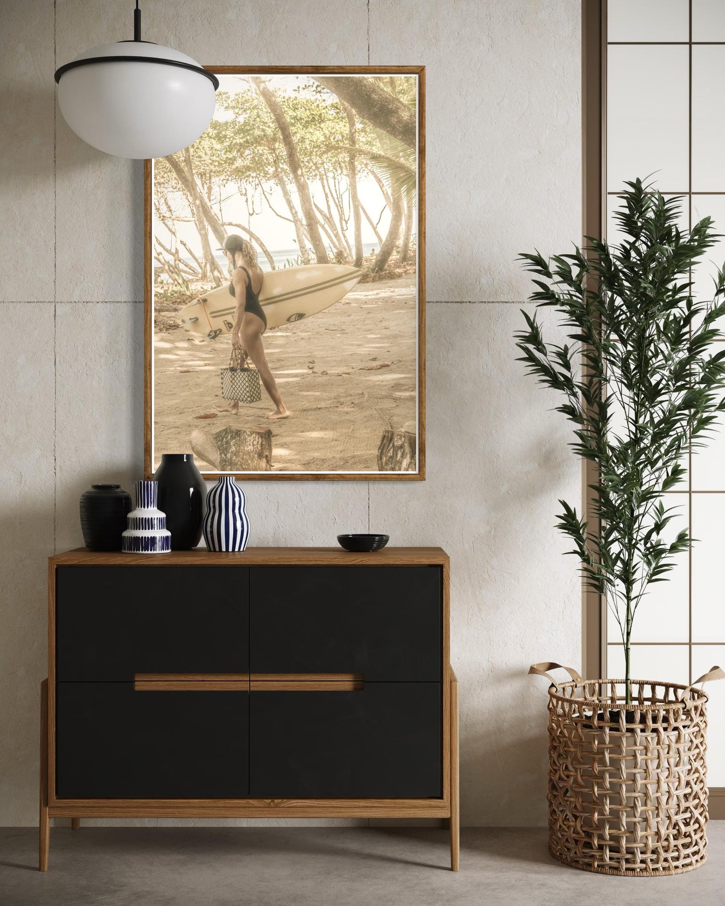 Surfer Girl Lifestyle Beach House Wall Art -Photography Art Print for Home Wall Decor -Modern Landscape Beach Wall Art for Living Room Decor