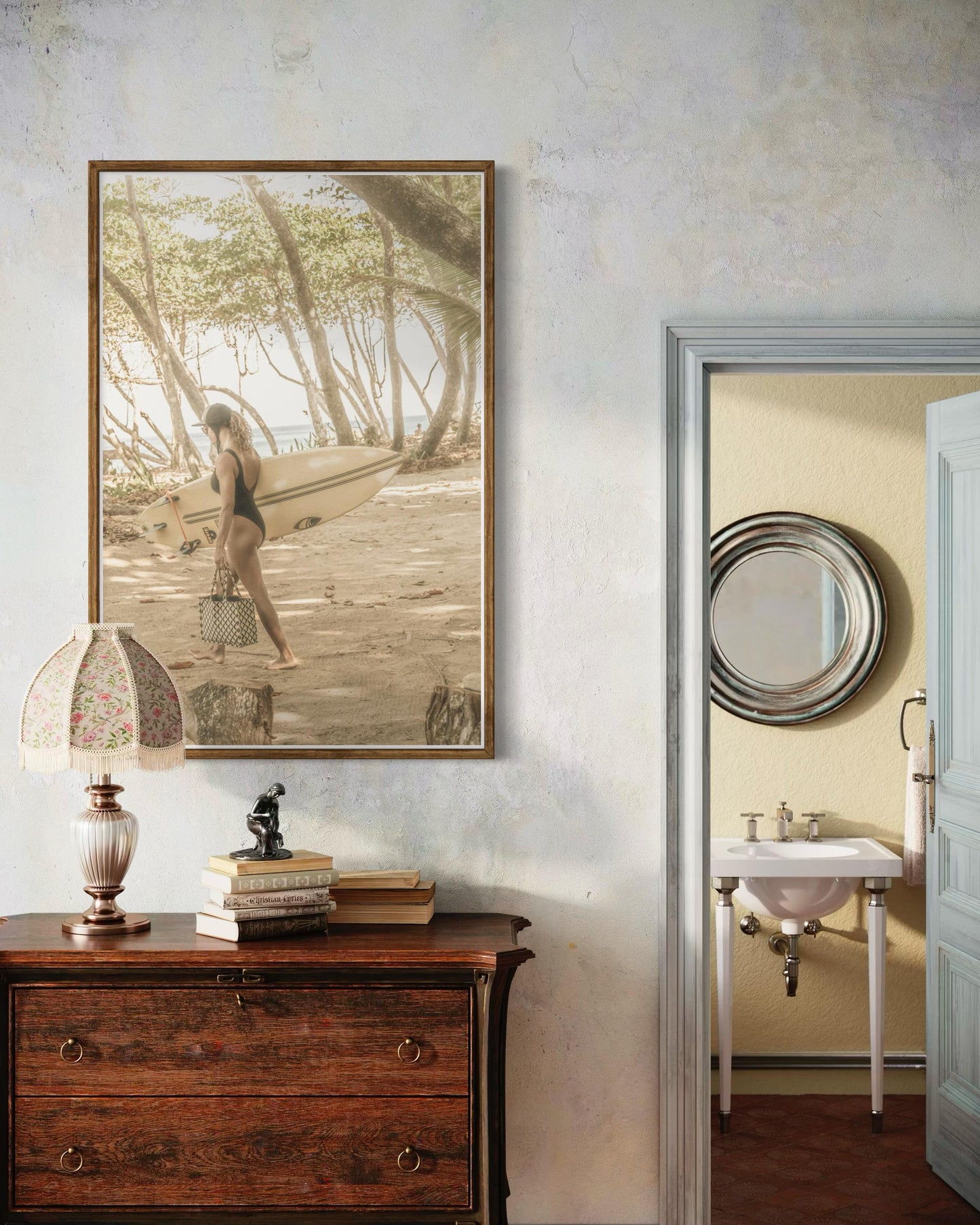 Surfer Girl Lifestyle Beach House Wall Art -Photography Art Print for Home Wall Decor -Modern Landscape Beach Wall Art for Living Room Decor