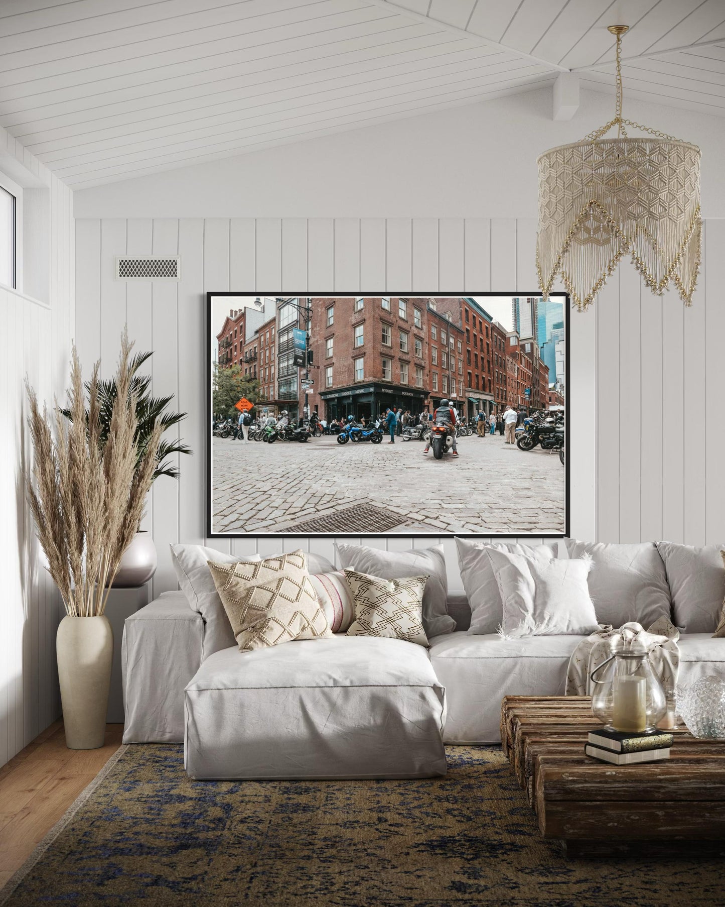 Fine Art Print - Whiskey Bourbon Rye - Wall Street Soho Motorcycle Bar Scene | New York City by Gil Stunner,  Coffee Shop, Garage, Bar Decor