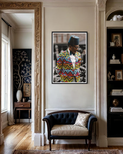Fine Art Print - Afro Dandy Black Man Art, Afrocentric Poster, Funky Black Wall Decor, Large Abstract Home Gift, Fashionable Wall Hanging