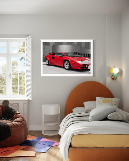 Fine Art Print- Lamborghini Countach Photography Print, Red Supercar, Extra Large print, Gift for him, Wall Art Decor, Man Cave, Poster