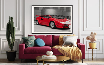 Fine Art Print- Lamborghini Countach Photography Print, Red Supercar, Extra Large print, Gift for him, Wall Art Decor, Man Cave, Poster