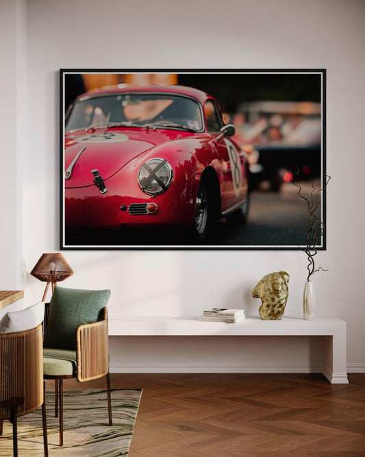 Fine Art Print - Red Porsche 356 Wall Art | Vintage Porsche Print, bedroom Decor, gifts for him, gift for dad, father day, housewarming gift