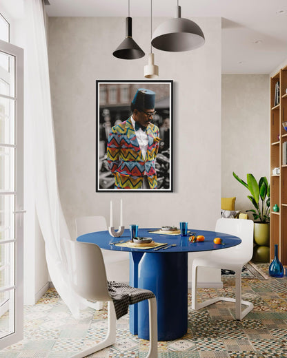 Fine Art Print - Afro Dandy Black Man Art, Afrocentric Poster, Funky Black Wall Decor, Large Abstract Home Gift, Fashionable Wall Hanging