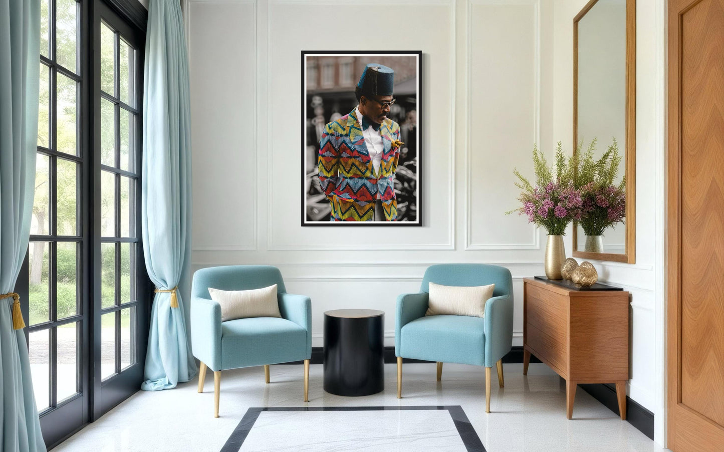 Fine Art Print - Afro Dandy Black Man Art, Afrocentric Poster, Funky Black Wall Decor, Large Abstract Home Gift, Fashionable Wall Hanging